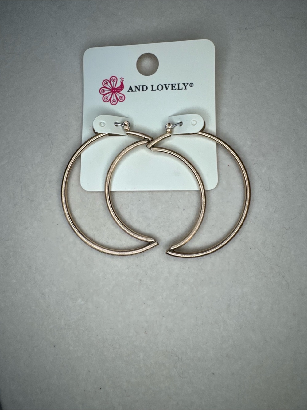 New And Lovely Gold Tone crescent moon Open Hoop Earrings